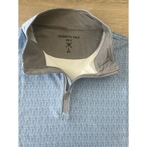 Kenneth Cole Golf 1/4 Zip Pullover Light Blue Golf Clubs‎ Print Sz Large L